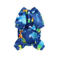 Soft Flannel Dog Pajamas – Cartoon Animal Print Winter Jumpsuit for Dogs