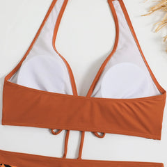 High-Waist Plant Print Bikini Set – Women’s Two-Piece Swimsuit