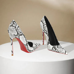 Fashionable new snake patterned high heels for women, slim heels, sexy, shallow mouth, niche temperament, pointed single shoes