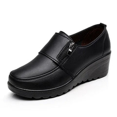 Ngouxm Spring Autumn Women Pumps Wedges Shoes Woman Genuine Leather Casual Shoes Mother High Heels Shoes