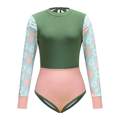 Long-Sleeve One-Piece Swimsuit with Skirt – Women’s Sexy Cover-Up Swimwear