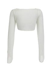 Knit Lace-Up Bell Sleeve Top & Long Skirt Set – Sexy Beach Cover-Up 2025 (K128)