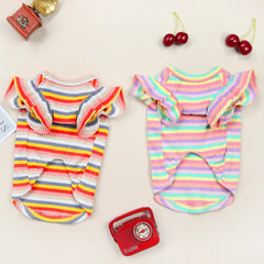 Striped Ruffle Pet Dress – Sweet Summer Vest Outfit for Small Dogs & Cats