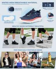 FitVille Women's Shoes Wide Width Walking Casual Shoes Thick Sole Lightweight Sneakers for Swollen Feet Relieve Toe Pain