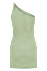 Sexy One-Shoulder Knit Halter Mini Beach Dress – Women’s Chic Swimsuit Cover-Up