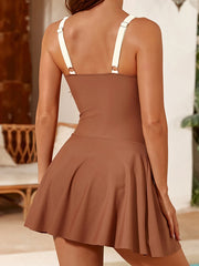 One-Shoulder One-Piece Swimsuit – Women’s Solid Beach Dress