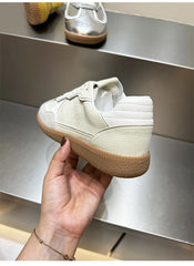 AUTUSPIN 5 Colors Women Flats Sneakers Four Season Leisure Shoes Cow Suede Leather Ladies Skateboarding Shoes Outdoor Size 35-40