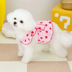 Strawberry Dog Dress 🍓 Cute Summer Outfit with Bow for Small Dogs & Cats