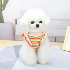 Striped Ruffle Pet Dress – Sweet Summer Vest Outfit for Small Dogs & Cats