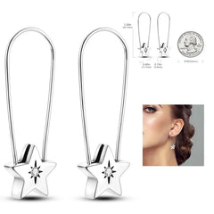 925 Silver Hoop Earrings for Women – Zircon Heart & Star Drops