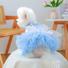 Sky Blue Waltz Pet Dress – Summer Wedding Princess Outfit for Dogs & Cats