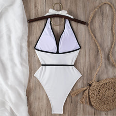 2025 Floral Halter Bandage One-Piece Swimsuit – Women’s Sexy Monokini Beachwear