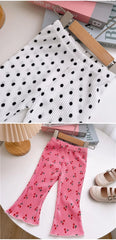 Girls Summer Floral Polka Dot Flared Pants