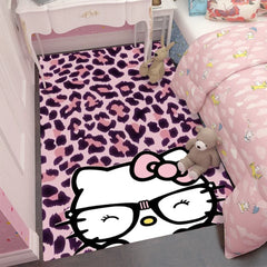 Hello Kitty Red Leopard Floor Rug – Cute Bedroom & Living Room Mat