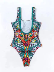 Retro Printed Push-Up One-Piece Swimsuit – Women’s 2025 Sexy Vintage Swimwear