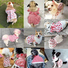 Summer Floral Plaid Dog Dress – Cute Princess Outfit for Small Dogs & Cats