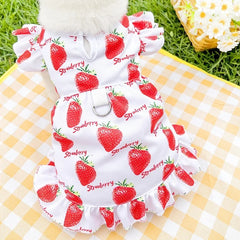 Princess Dog Dress 🍓 Cute Strawberry Summer Outfit for Small Dogs & Cats