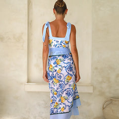 Flaxmaker Lemon Print Bikini Set – Women’s Push-Up Tie-Shoulder Swimsuit 2025