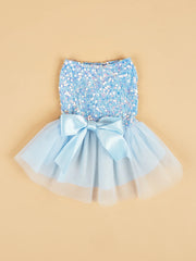 Sequin Princess Pet Dress 🎀 Tulle Bowknot Outfit for Dogs & Cats