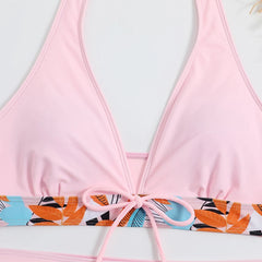 High-Waist Plant Print Bikini Set – Women’s Two-Piece Swimsuit