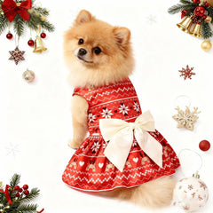 Christmas Dog Dress – Santa Claus & Snowflake Print Sleeveless Outfit for Small, Medium & Large Dogs
