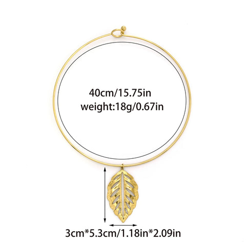 Women’s Metal Leaf Necklace – Hollow Pendant Jewelry