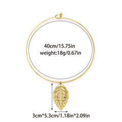 Women’s Metal Leaf Necklace – Hollow Pendant Jewelry