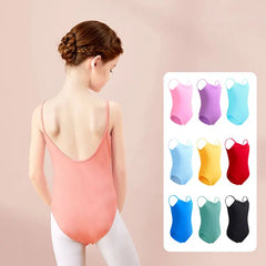 Girls Cotton Camisole Ballet Leotard – Sleeveless U-Back Bodysuit