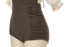 Off-Shoulder Flounce One-Piece Swimsuit – Women’s Half-Sleeve Monokini 2025