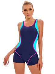 Patchwork Sport One-Piece Swimsuit – Women’s Plus-Size Athletic Swimwear