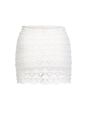 Summer Sexy Knit Two-Piece Set – V-Neck Lace-Up Top & Cut-Out Mini Skirt Cover-Up