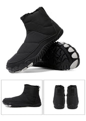 Women/Men Barefoot Snow Boots Warm Fur Shoes Non Slip Minimalist Ankle Boots Thermal Plush Shoes Comfortable for Hiking Walking