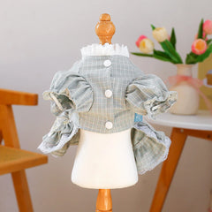 Dog Lace Summer Dress with Puff Sleeves & Bow – Cute Orange Outfit for Small & Medium Dogs