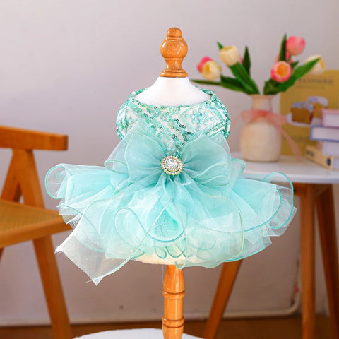 Green Fairy Pet Wedding Dress 💚 Mesh Tutu Princess Outfit for Dogs & Cats