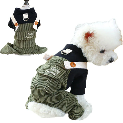 Warm Corduroy Dog Overalls – Winter Jumpsuit for Small & Medium Dogs