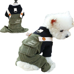 Warm Corduroy Dog Overalls – Winter Jumpsuit for Small & Medium Dogs