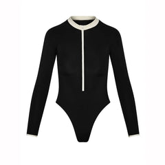 Long-Sleeve One-Piece Swimsuit with Skirt – Women’s Sexy Cover-Up Swimwear