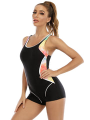 Patchwork Sport One-Piece Swimsuit – Women’s Plus-Size Athletic Swimwear
