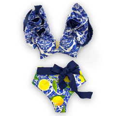 2025 Floral Ruffle Bandage Bikini Set – Women’s Push-Up Two-Piece Swimsuit
