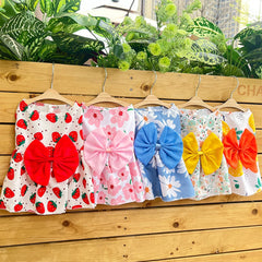 Summer Flower Dog Dress 🌸 Cooling Bowknot Outfit for Small Dogs & Cats