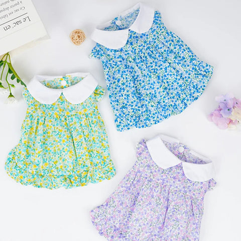 Floral Summer Dog Dress 🌸 Soft Breathable Outfit for Small Dogs & Cats