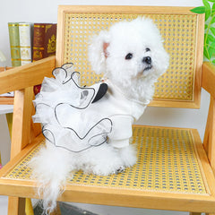Beige Mesh Princess Pet Dress 👑 Elegant Wedding Outfit for Dogs & Cats