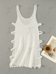 Sexy Knit Striped Side Cut-Out Mini Beach Dress – Women’s Swimsuit Cover-Up
