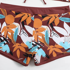 High-Waist Plant Print Bikini Set – Women’s Two-Piece Swimsuit