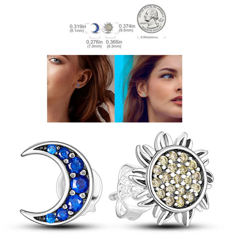 925 Silver Hoop Earrings for Women – Zircon Heart & Star Drops