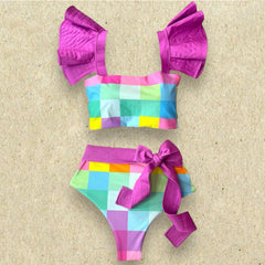 2025 Floral Ruffle Bandage Bikini Set – Women’s Push-Up Two-Piece Swimsuit