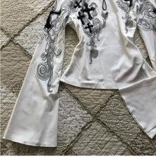 Vintage Off-Shoulder Flared Sleeve Top