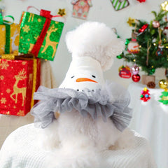 Christmas Snowman Pet Dress – Winter Princess Outfit for Dogs & Cats