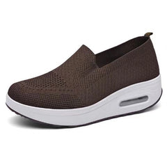 Women's Casual Slip on Sneakers Breathable Flying Woven Mesh Upper Jogging Shoes for Walking Biking Driving