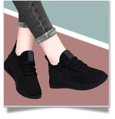 Spring and Autumn Fashionable Solid Color Breathable Round Toe Sneakers Casual and Comfortable Thick-soled Women's Shoes
